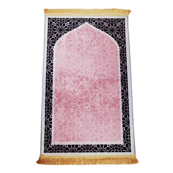 Traditional Prayer Mat Non Slip Elegant Design Area Rugs Floor Carpet Travel Mat Pink