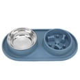 thumbnail image 1 of Cuencos de agua y comida para mascotas Cuencos dobles antideslizantes y extraíbles para perros y gatosAzul, 1 of 5