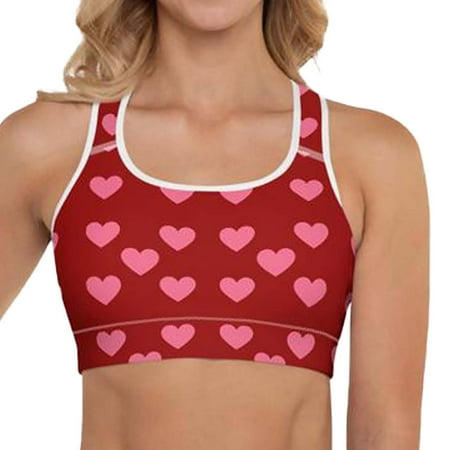 HCURIBAD Wireless Bras  Clearance! Women s Sports Bra Funny Print Fitness Yoga Bra Women s Tops  Push up Bra  Backless Bra  Bras for Women Pink S