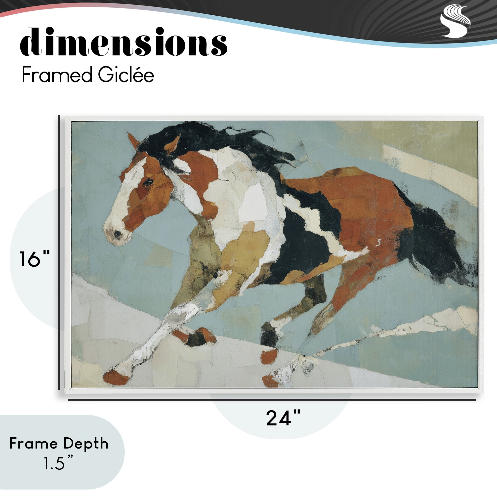 Stupell Industries Paint Horse in Motion White Framed Giclee Art, design by Chromatic Storm Studio