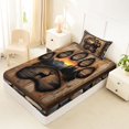 thumbnail image 4 of Castle Fairy Teens Rustic Wood Paw Cutout Deer Twin Sheets 3pcs,Sunset Pine Mountain Backdrop Bedding,Brown Tan Black,1 Fitted Sheet, 1 Flat Sheet and 1 Pillowcase, 4 of 6