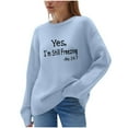 thumbnail image 2 of HOZADOIE Chandails pour Femmes Imprimé Lettre Couleur Unie Manches Longues Col Rond Polyvalent Ample Simple Confortable Chandail Automne Hiver Style, 2 of 6