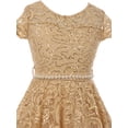 thumbnail image 4 of Big Girl Cap Sleeve Floral Lace Glitter Pearl Holiday Party Flower Girl Dress Champagne 12 JKS 2102 BNY Corner, 4 of 4