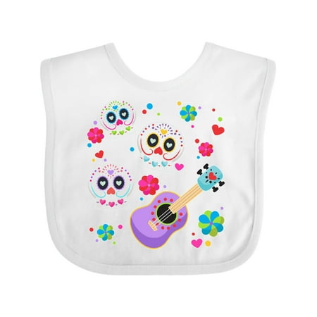 

Inktastic Day of the Dead Owl Sugar Skulls and Guitar Gift Baby Boy or Baby Girl Bib