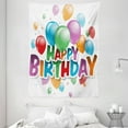 thumbnail image 1 of Birthday Decorations Tapestry, Balloons Burst Fun Graphic Festival Cheerful Mood Greeting Celebration, Wall Hanging for Bedroom Living Room Dorm Decor, 60W X 80L Inches, Multicolor, by Ambesonne, 1 of 2