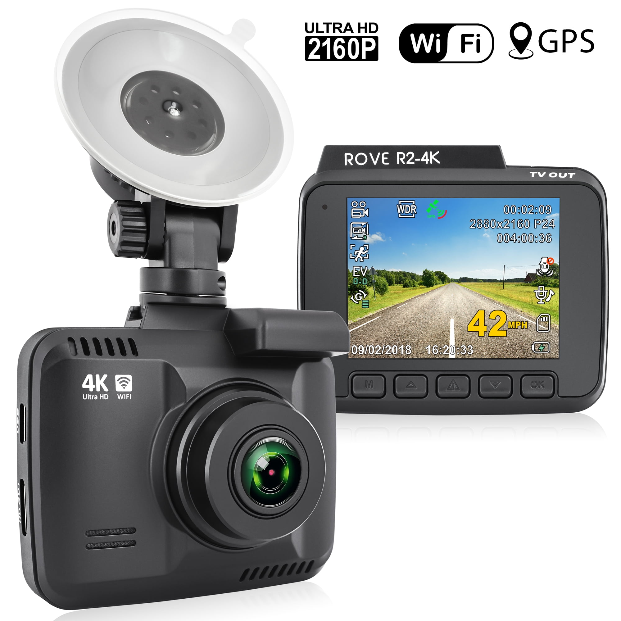 FHD 2160P Car DVR Dual Lens Dash Cam Camera Vehicle 4K GPS WiFi Video Recorder T