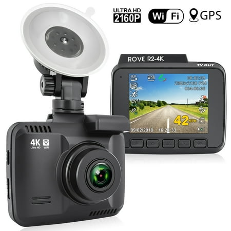 Rove R2-4K Car Dash Cam - 2160P 4K Ultra HD Resolution Dash Board Camera - Built-In WiFi and GPS, Rove Dual USB Fast Car (Best Auto Dash Cam)
