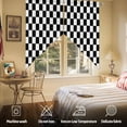 thumbnail image 5 of Swag Curtains Valances for Windows, Black And White Checkered Plaid Short Kitchen Window Curtains Over Sink, Classic Geometric Pattern Cafe Curtains Panel Set Of 2,Rod Pocket, 36 Inches Length, 5 of 8