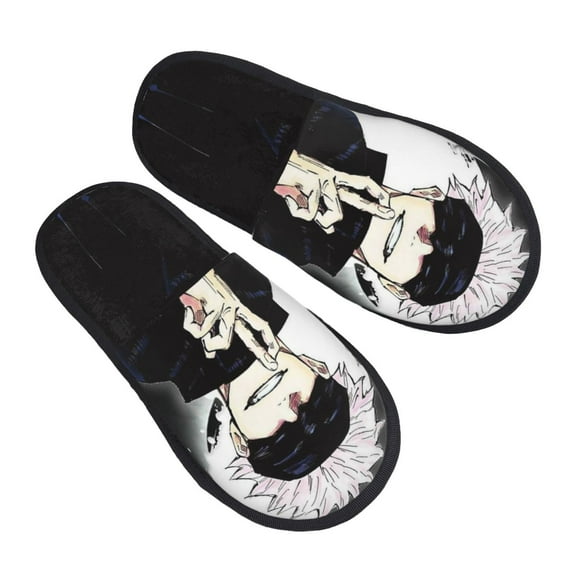 Gojo Satoru Anime Fuzzy Memory Foam Slippers Fluffy Winter Shoes Warm Furry Slippers Knit House Slippers Indoor Outdoor
