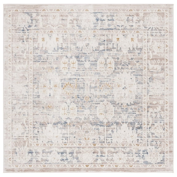 SAFAVIEH Prestige Amilia Oriental Area Rug, Beige/Blue, 6'7" x 6'7" Square