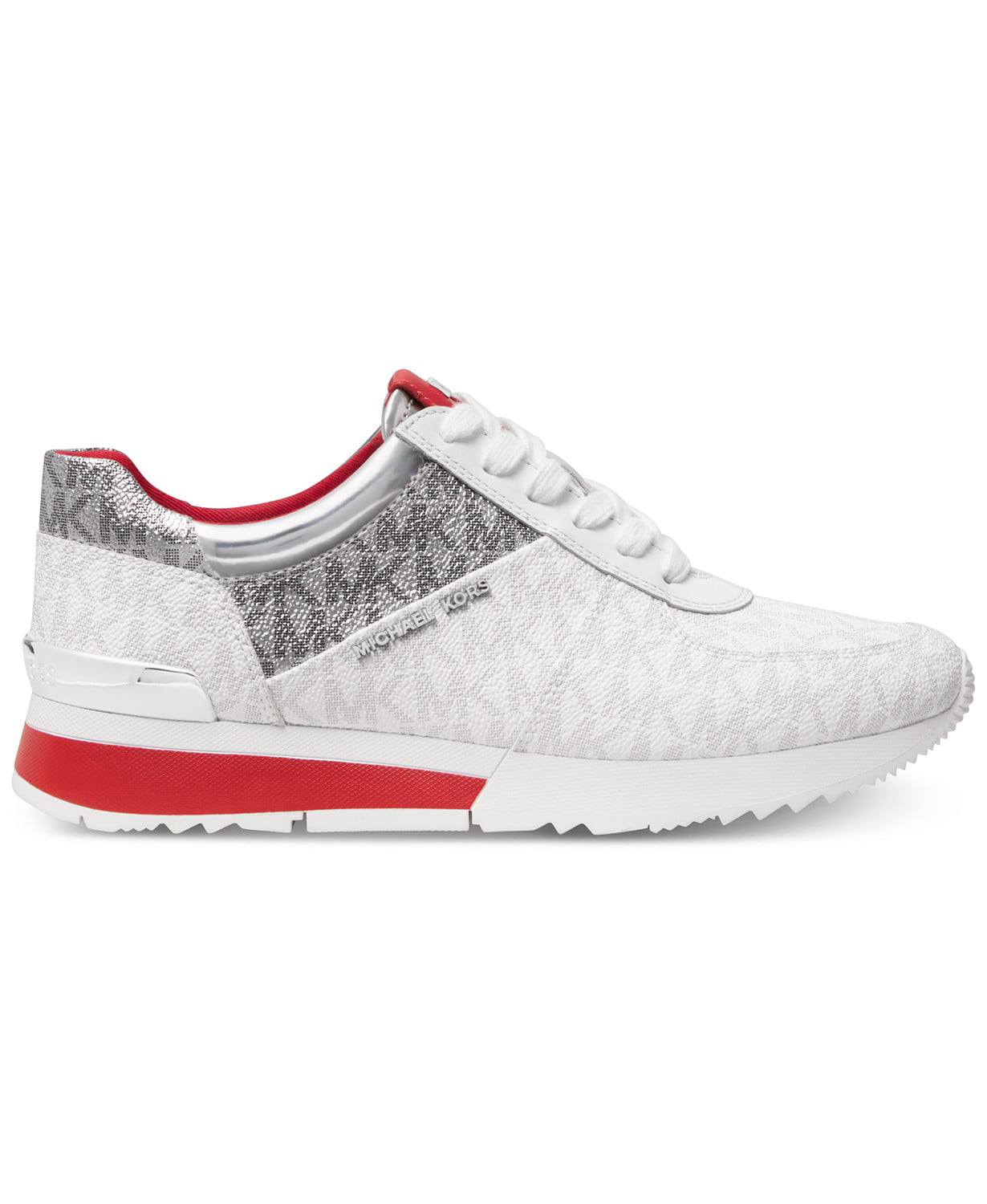 michael kors white and red sneakers