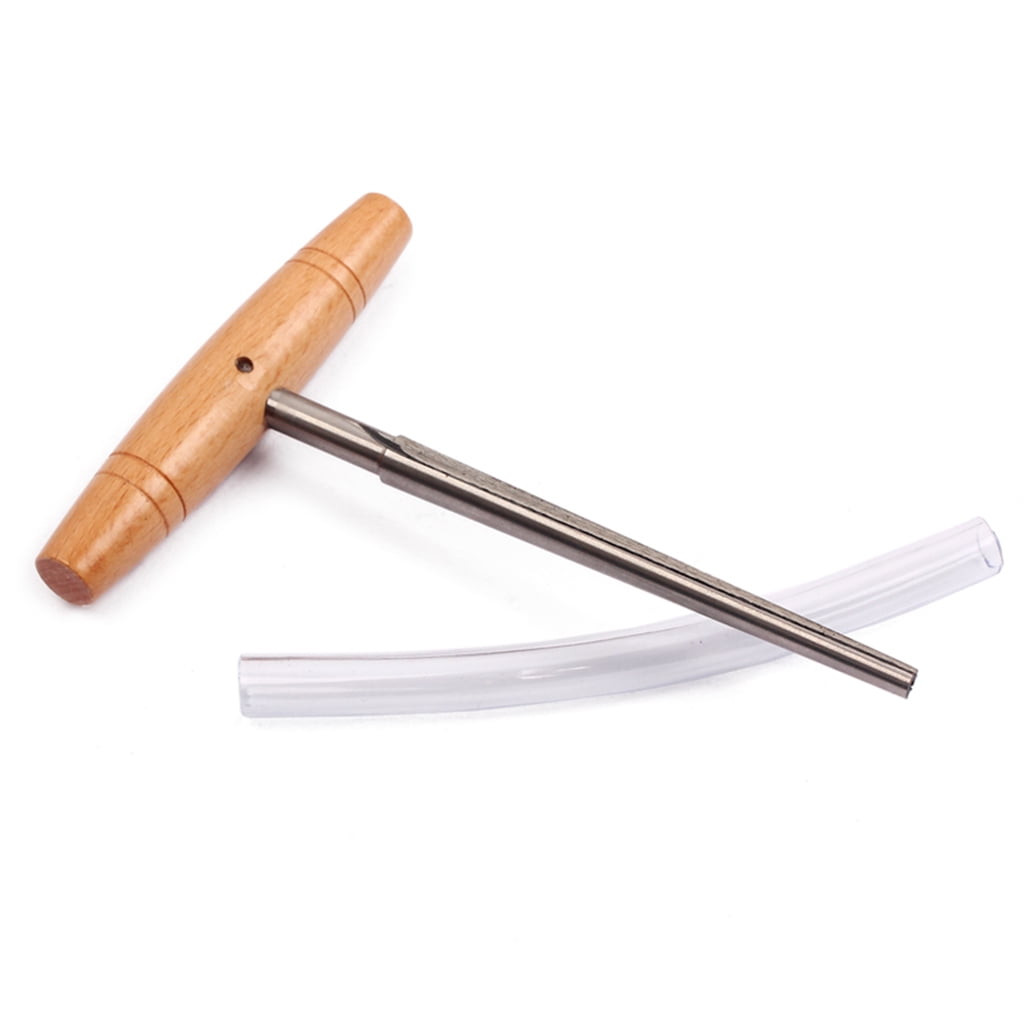 Dualoai 130x105x8mm Stainless Steel Guitar Bridge Pin Hole Repair Reamer Wooden Handle
