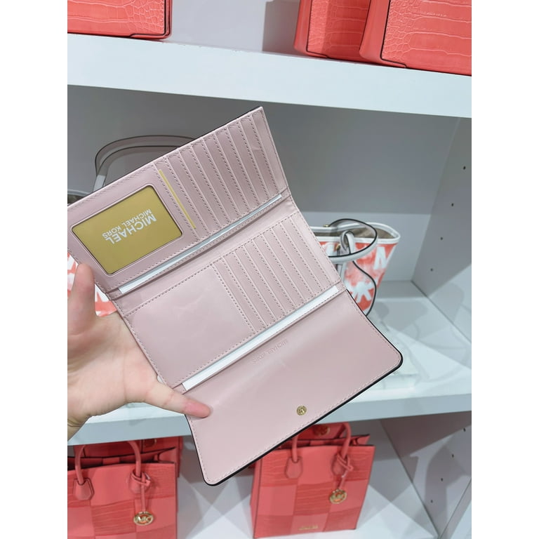 Michael Kors Jet Set Travel Large Trifold Wallet Signature MK Ballet Pink