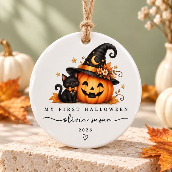 Personalized Pumpkin Ghost Ornament, First Halloween Keepsake 2026