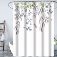 thumbnail image 4 of Cortina de ducha de hojas de plantas de acuarela, juego de cortinas de ducha de baño con ganchos, 72" W x 72" L, 4 of 5