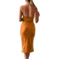 thumbnail image 3 of GHSDFBB Robe Satinée Sans Manches à Bretelles Spaghetti pour Femmes Cocktail Plage Soirée Col Bénitier à Pois Léopard Midi, 3 of 6