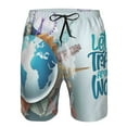thumbnail image 4 of Wukai Let's go Travel Around the World Print Beach Trunks with Compression Liner Swimsuit Quick Dry Beach Sports Shorts with Pocket-X-Large, 4 of 8