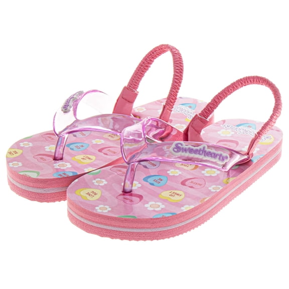 Sweet Heart Little Kids Flip Flops Slip-On Beach, Pool Sandals with Strap Slip-Resistant Lightweight (Sizes 611 Little Kids), Pink, Size: 11
