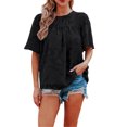 thumbnail image 1 of Txlixc, camisetas de gasa de verano para mujer, camisetas de manga corta acampanadas informales holgadas de encaje de Color sólido, ropa de calle para el día a día Txlixc Estilo de ocio, 1 of 4