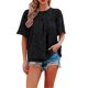 thumbnail image 1 of VISgogo, camisetas de gasa de verano para mujer, camisetas de manga corta acampanadas informales holgadas de encaje de Color sólido, ropa de calle para el día a día VISgogo  moda, 1 of 4
