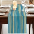 thumbnail image 3 of Blue Yellow 108 Inch Table Runner, Vintage Farmhouse Abstract Wooden Grain Farmhouse Dresser Scarf Cotton & Linen Tablerunner for Dining/Kitchen Island/Holiday Party Décor 13" x 108", 3 of 9
