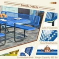 thumbnail image 3 of LZBEITEM Rectangular Metal Picnic Tables for Outdoors with Umbrella Hole, Coated Steel Heavy Duty Commercial Grade Table, Patio Furniture Set for a Lifetime, 72''Long, Blue, 3 of 14