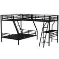 thumbnail image 4 of Twin Over Full Bunk Bed Attached Twin Loft Bed with Desk, Metal Triple Bunk Beds, L-Shape Triple Beds Frame with Ladders and Guardrails, Safe Design, 4 of 7