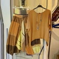 thumbnail image 2 of PENGXIANG Ensemble 2 Pcs pour Femmes Été Imprimé Col Rond Manches Mi-Longues Pull + Pantalon, 2 of 8