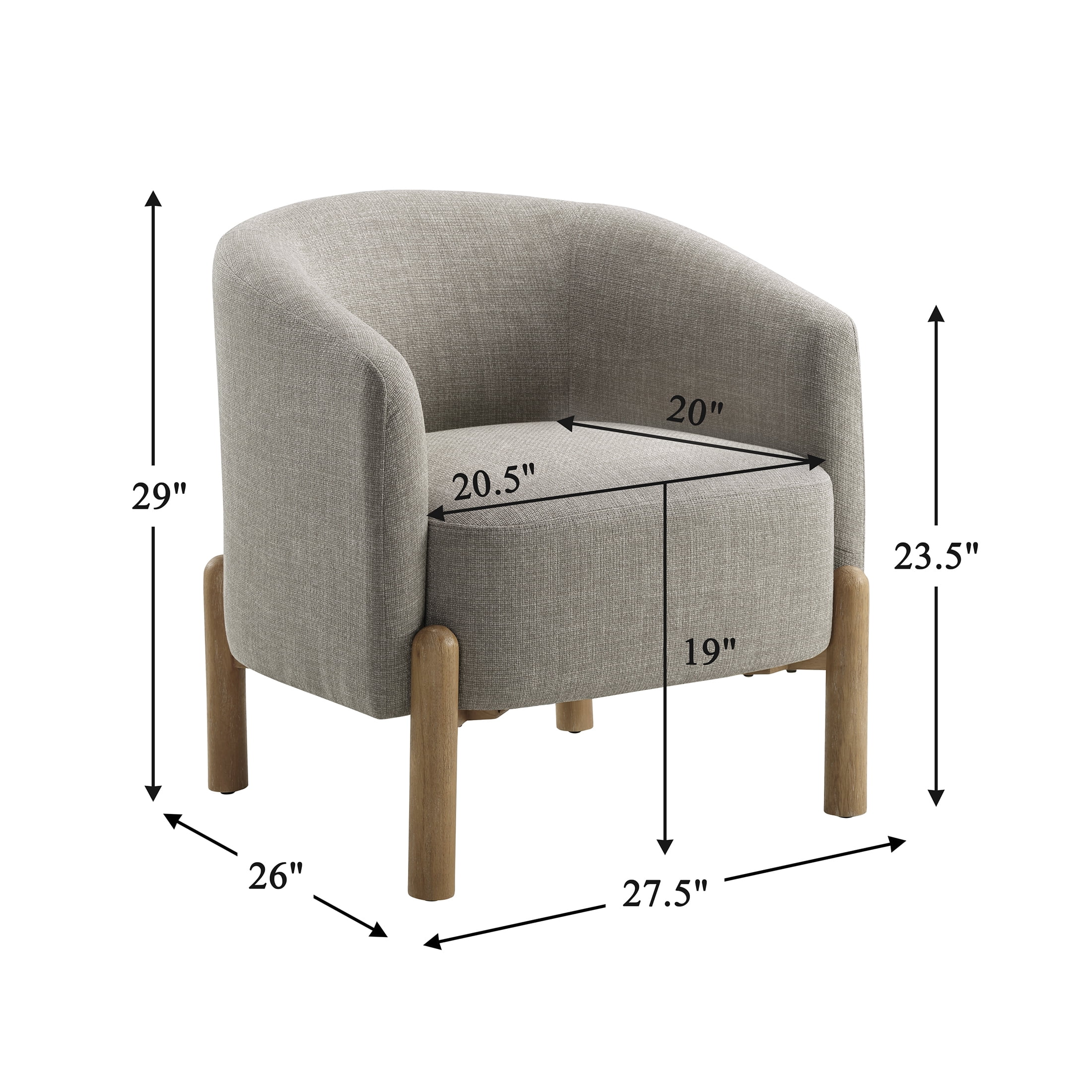 OakvillePark Westbright Textured Fabric Barrel Accent Chair, Taupe