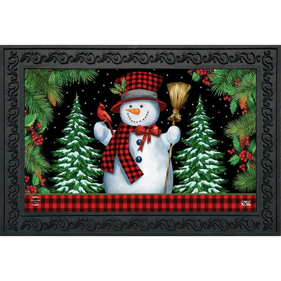 Briarwood Lane Red Checkered Snowman Winter Doormat