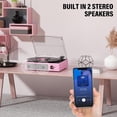 thumbnail image 6 of Vinyl Record Player with 2 Stereo Speakers Belt-Driven Vintage Turntables 3 Speed 3 Size Wireless Bluetooth Playback AUX-in RCA Out Headphone LP Vinyl Players Auto Stop Pale Pink, 6 of 14