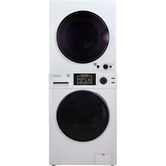 Homestock Old World Opulence Stackable Washer  Dryer, 13 lbs Washer  3.5 cf Dryer, Pet Cycle, Memory Programs, Stainless Steel Drum