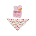 thumbnail image 2 of Porch Goose Outfits ​ Colorful Bunny Ears Headband Orange Carrot Accent Gray Lining Colorful Egg Pattern Pet Bib Festive Animal Costume, 2 of 6