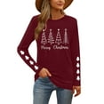 thumbnail image 4 of Christmas Shirts for Women Funny Merry Christmas Graphic T Shirts V Neck Long Sleeve Xmas Tops Blouse, 4 of 7