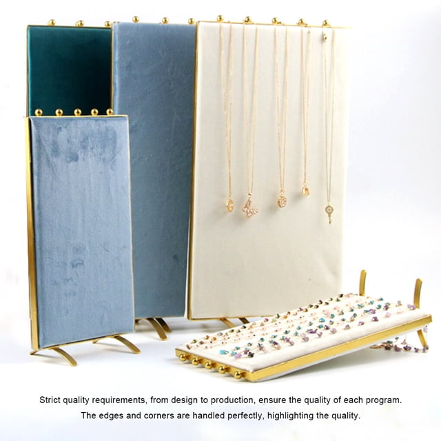Becaristey Screen Type Necklace Pendants Stand Velour Jewelry Display Rack Metal Shelf Vertical Holder for Stall Home Counter Green 14*26
