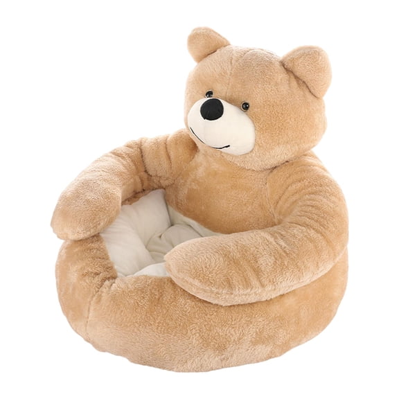 Cama de felpa para mascotas, cómoda y elegante, con forma de oso, para perros y gatos, con funda extraíble Caqui Pequeño