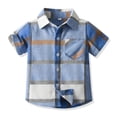 thumbnail image 3 of Gyratedream Toddler Little Boy Single-breasted Button down Shirt 2 Pieces Infant Kids Plaid Print Short Sleeve Lapel Collar Shirt Baby Child Summer Casual Clothes for 3 Months-8 Years, 3 of 5