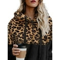 thumbnail image 3 of DYMADE Women Long Sleeved Leopard Print Hooded Plush Sweater Top, 3 of 4