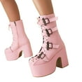 thumbnail image 5 of Mostsola Platform Boots for Women Black Lace up Block Ankle Punk Gothic Combat Boots, 5 of 9