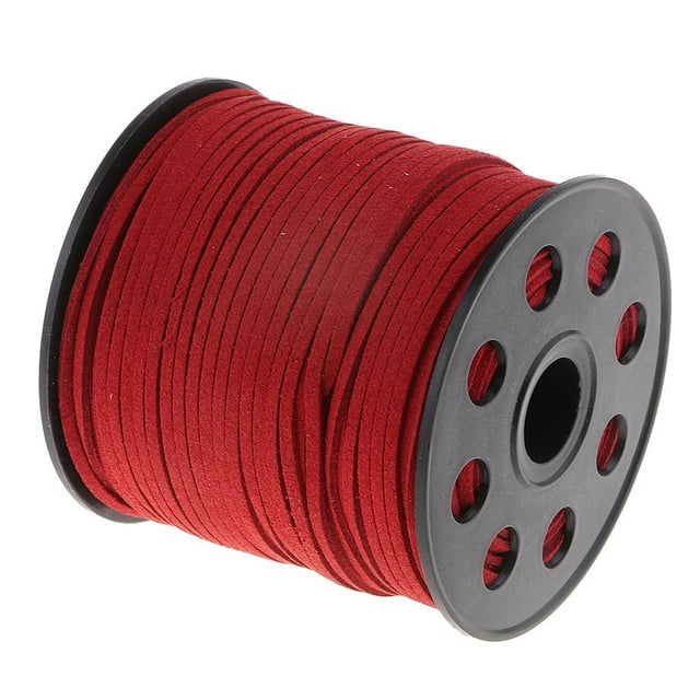 Rongfmy 100 Yards Fil de Corde en Faux Cuir Suédé Bricolage Bracelet Collier Rouge