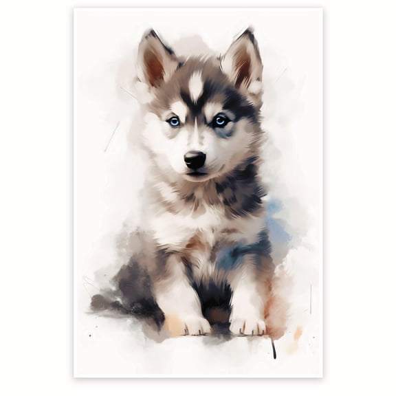 Siberian Husky Watercolor Poster - Siberian Husky Pet Parent - Gift For Siberian Husky Mom or Dad - Wall Art Decor - 12 x 18 Inch Poster - Unframed - Premium 100lb Gloss - Made In USA - BMCP0185