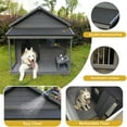 thumbnail image 5 of Pefilos 44" Wooden Dog House Outdoor Large Dog Kennel Weatherproof with Cleaning Mat, Terrace for Small to Medium Dogs, Gray, 5 of 10