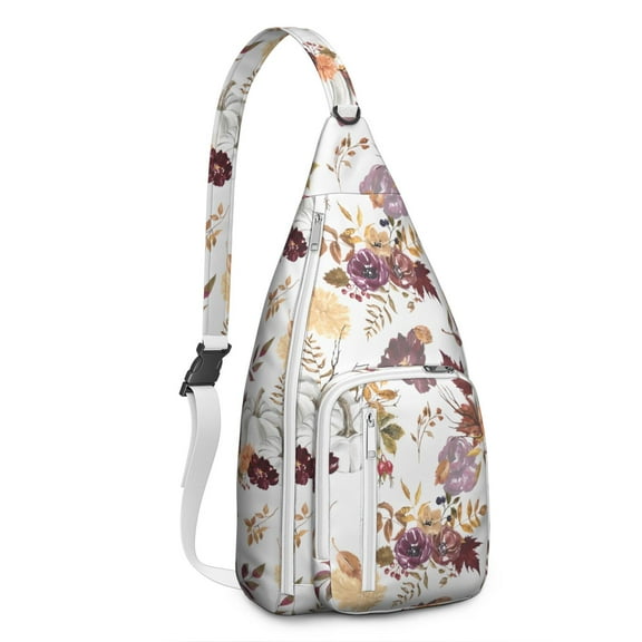 Hummingbird & Roses Sling Backpack - Artistic Nature Scene, Multi-Pocket Daypack