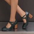 thumbnail image 5 of SACFOF Chunky Heel Ankle Strap Pumps for Women Closed Round Toe Comfortable 3 Inches Low Heel Mary Janes Leather Dress Shoes Office Working Party Event Prom Business, 5 of 6