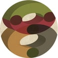 thumbnail image 1 of Ahgly Company Indoor Round Patterned Fall Leaf Brown Green Area Rugs, 8' Round, 1 of 6