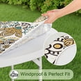 thumbnail image 5 of Wipe-Clean Boho Floral Tablecloth 44Inch Round, Elastic Fitted for 38-42 Inch Tables, 5 of 7