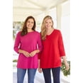 thumbnail image 5 of Woman Within Plus Size Perfect Three-Quarter Sleeve V-Neck Tee (Petite Available), 5 of 6