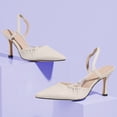 thumbnail image 2 of Vimisaoi Heeled Sandals for Women Kitten Heels Stiletto High Heel Slingback Pump Shoe Pointed Toe Slip On Closed Toe Pleated Pumps Comfortable Sexy Casual Fashion Dress Shoes, 2 of 6