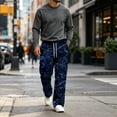 thumbnail image 5 of GrmtClth Cargo Pants for Men Retro Tree Camo Print Baggy Wide Leg Stretch Drawstring Waist Outdoor Casual Pants Navy S, 5 of 8
