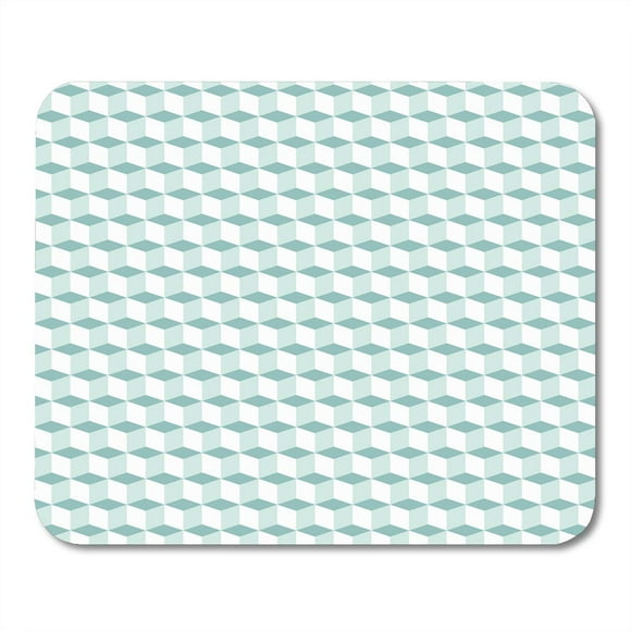 POGLIP Geometric Mint Green Pattern Cubes in Op Bold Techno Blocks Simple Monochrome Tech for Fall Winter Mousepad Mouse Pad Mouse Mat 9x10 inch